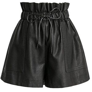 NWOT High Waisted Wide Leg Black Faux‎ Leather Shorts for Women Fully Lined